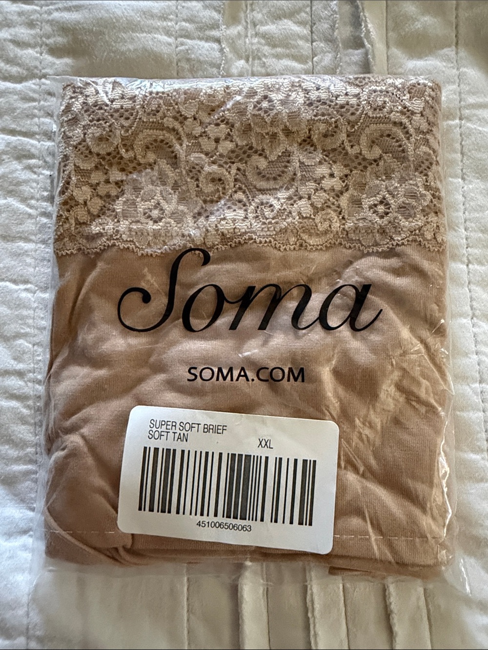 Soma Super Soft Embraceable Brief in Soft Tan with Lace Waistband Brand New XXL